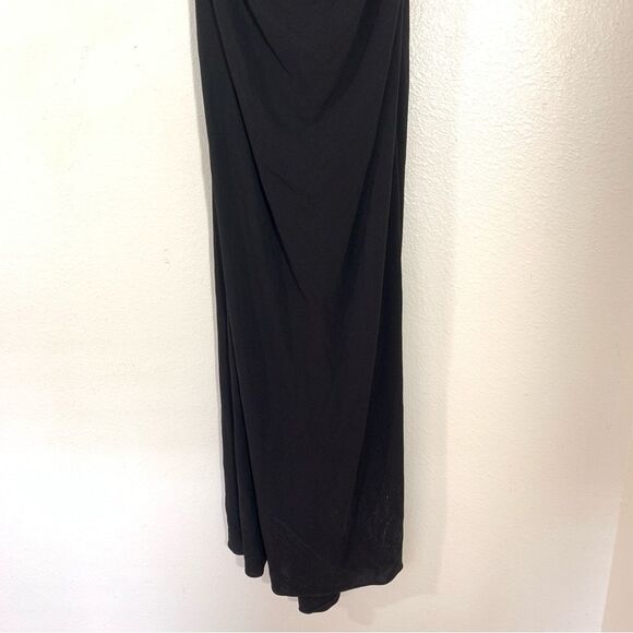 Badgley Mischka Black Ruched Strapless Sweetheart Floor Length Formal Gown Sz 10 - Picture 3 of 12